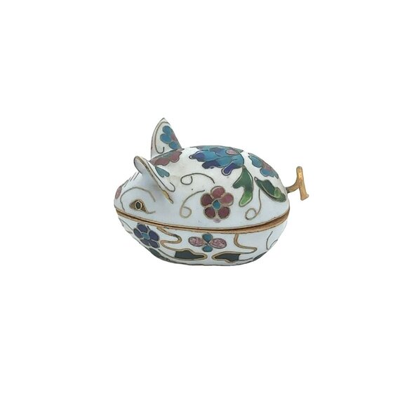 VTG‎ Estate Cloisonne Enamel Pig Trinket Box! Unique! 155 - Picture 4 of 9